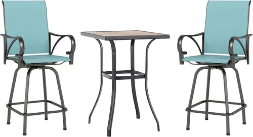 Vista 20 de MFSTUDIO - Juego de 4 taburetes giratorios para exteriores, color azul turquesa