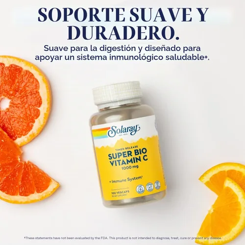 Vista 3 de SOLARAY Vitamina C tamponada Super Bio de 1000 mg, vitamina C de liberación temporal de dos etapas con bioflavonoides, suplemento de apoyo
