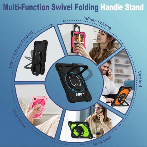 Vista 6 de WESOROL Funda para Galaxy Tab A11 Plus/A9 Plus de 11 pulgadas, a prueba de golpes para tableta Samsung A11+/A9+ con protector de pantalla con Negro