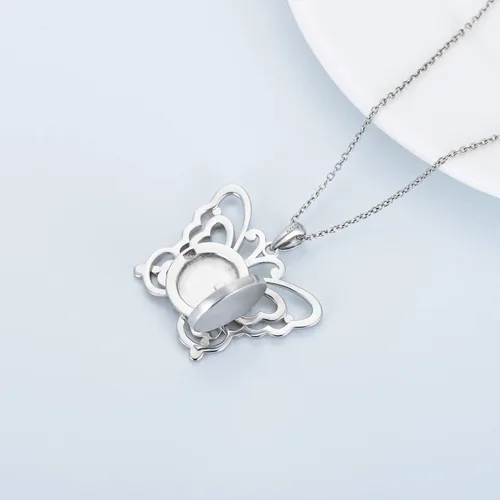Vista 4 de Collar con medallón con diseño de libélula de abeja y búho de mariposa para cualquier foto