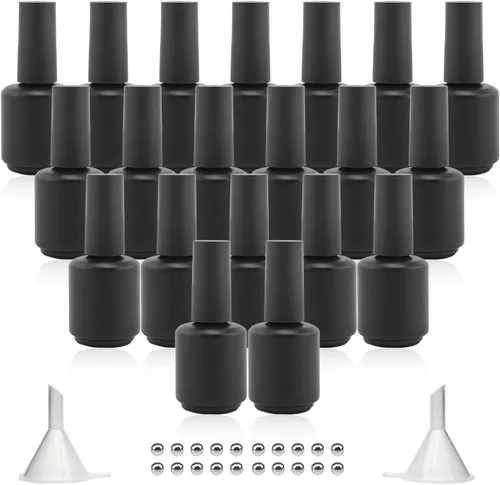 Vista 8 de Botellas vacías de esmalte de uñas de gel, botellas de esmalte de uñas recargables de 0.5 onzas líquidas con cepillo, seguras para los rayos UV