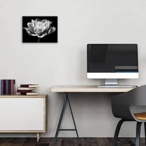 Vista 3 de Arte de pared en blanco y negro, decoración de pared moderna de baño para el hogar, pintura floral, arte de pared para baño, arte de pared