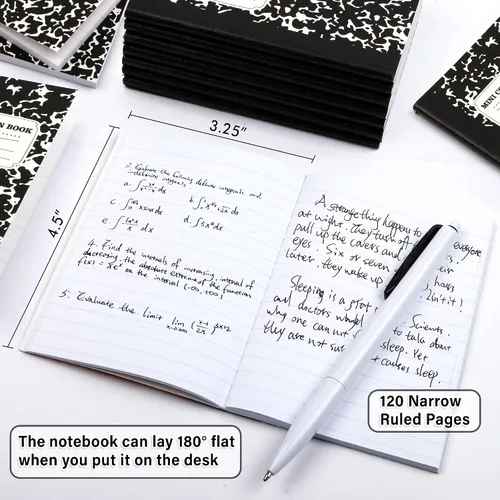 Vista 3 de feela Mini cuaderno de composición, lindo paquete de 30 mini libros de composición a rayas negras a granel, cuadernos de bolsillo pequeño de mármol