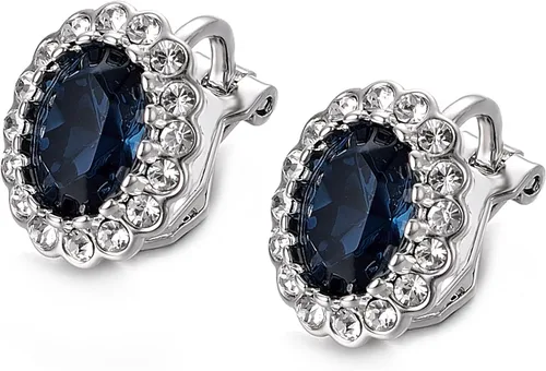 Vista 3 de Yoursfs Austria - Aretes de clip de cristal para mujer, chapados en oro de 18 quilates, joyería de moda con halo de circonita cúbica, aretes sin