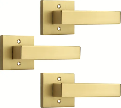 Vista 22 de Probrico - 1 manija inactiva dorada para puerta, moderna, para armario, resistente, para interior, sin giro, reversible para lado derecho e izquierdo