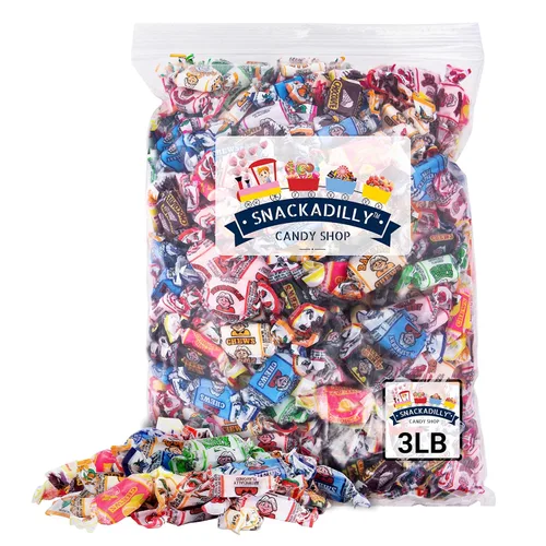 Vista 4 de Bolsas a granel de masticables de fruta de 2 libras "348 masticables" - ¡Muchos incluidos los ácidos! - Frambuesa azul, plátano, sandía, manzana
