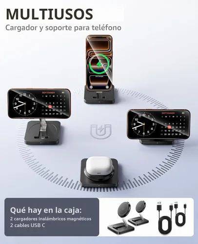 Vista 5 de Cargador inalámbrico magnético, [paquete de 2] Soporte de carga rápida