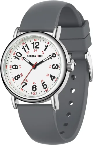 Vista 18 de GOLDEN HOUR - Reloj de enfermera impermeable para profesionales médicos, estudiantes, mujeres y hombres, esfera luminosa de fácil lectura, 24 horas