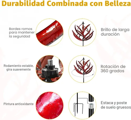 Vista 5 de LimeHill Molinillo de viento para jardín y patio, esculturas de viento cinéticas de metal grandes para decoración al aire libre