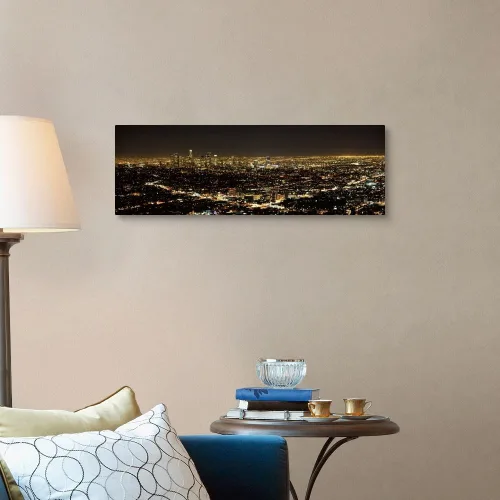Vista 4 de CANVAS ON DEMAND Lienzo decorativo para pared, diseño de vista aérea de un paisaje urbano de Los Ángeles, California, decoración del hogar, arte