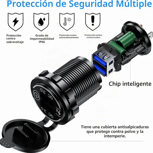 Vista 4 de Kewig Cargador USB dual 3.0 de carga rápida