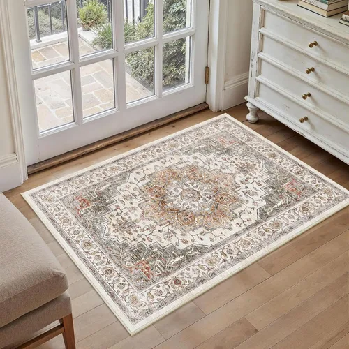 Vista 30 de Alfombra de pasillo vintage de 2 x 6 pies de pelo bajo Marrón beige