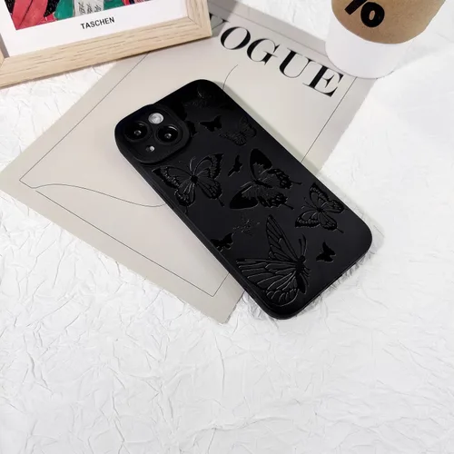 Vista 6 de Lovmooful Funda para iPhone 14 Plus, diseño de mariposa negra (mariposa) 2