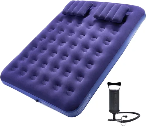Vista 8 de Colchón inflable de tamaño matrimonial con bomba y almohadas, colchón inflable para camping y hogar