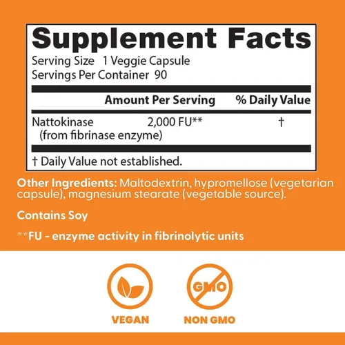 Vista 4 de Doctors Best Nattokinase, 2000 Fus, Apoya la Salud Cardiovascular, Sin OGM, Vegano 90 Cápsulas Vegetarianas