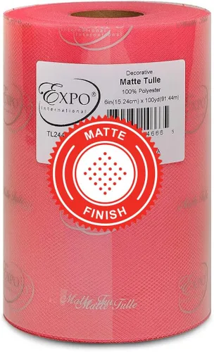 Vista 10 de Expo International Tul mate decorativo, rollo/carrete de 6 x 100 yardas, tela de tul de poliéster ligera para tutús, disfraces y decoraciones