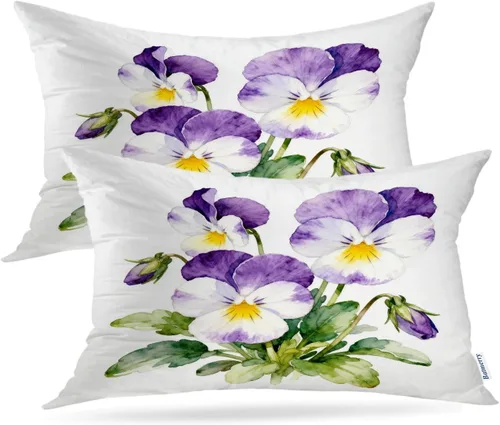 Vista 32 de Batmerry Flowers with Stems Throw Pillow Covers, Beautiful Floral Decorative Pillow Covers Digital Printing Blended for Couch Sofa Bed Invisible