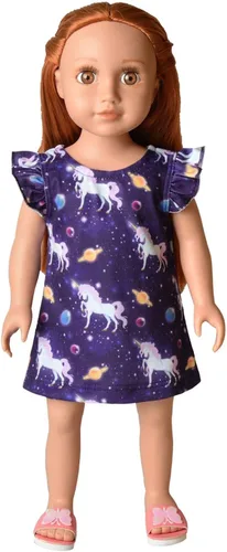Vista 4 de Camisón de unicornio a juego para niñas y muñecas de 18 pulgadas