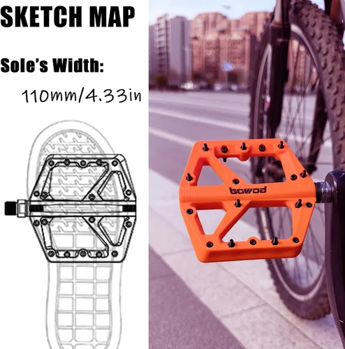 Vista 6 de Pedales MTB, pedales grandes para bicicleta de montaña, pedales de plataforma de bicicleta compuestos de fibra de nailon ligero, pedales de agarre