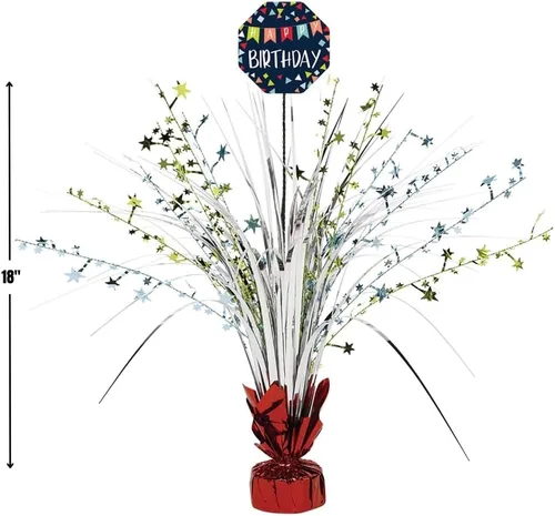 Vista 2 de Una razón para celebrar el centro de mesa de spray de aluminio multicolor, 18 pulgadas (1 unidad), vibrante y duradero para cualquier celebración
