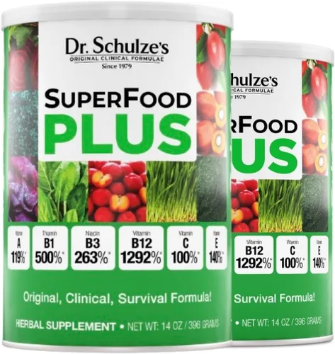 Vista 9 de Dr. Schulze's SuperFood Plus Concentrado de vitaminas y minerales a base de hierbas Nutrición diaria Sin gluten y sin OMG Vegano 14 onzas