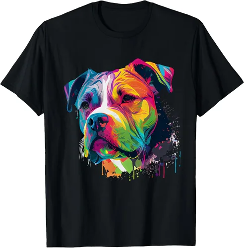 Vista 82 de Colorful American Bulldog American Bully Men Women T-Shirt Asphalt Grey
