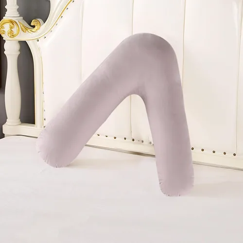 Vista 7 de Almohada ortopédica en V con funda de almohada complementaria en forma de V para soporte de espalda, hombros y cuello, almohada de embarazo de Gris