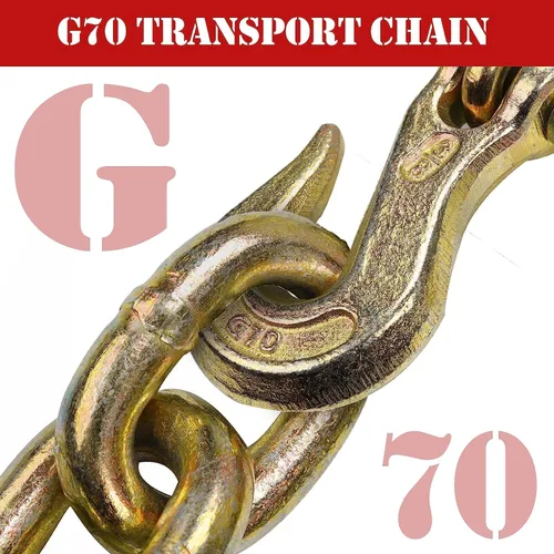 Vista 4 de Cadena de remolque G70 de 3/8 pulgadas x 20 pies, cadena de amarre para camión de cama plana, 1 unidad