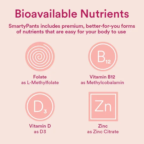 Vista 10 de SmartyPants Gomitas multivitamínicas para mujeres: aceite de pescado Omega 3 (EPA/DHA), metilfolato, CoQ10, vitamina D3, C, vitamina B12, B6, A, K