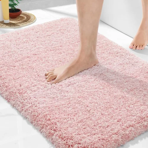 Vista 11 de Yimobra Alfombras de baño en negro y blanco antideslizantes lavables, tapetes de baño ultra suaves y absorbentes de agua, alfombra de ducha suave