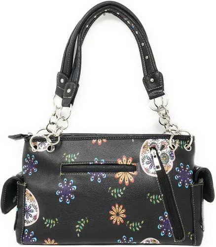 Vista 3 de Texas West Bolso de mano Flora Candy Skull para mujer y cartera a juego en 3