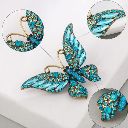 Vista 4 de Juego de 6 broches de solapa con diseño de libélula, mariposa y abeja, para decoración diaria