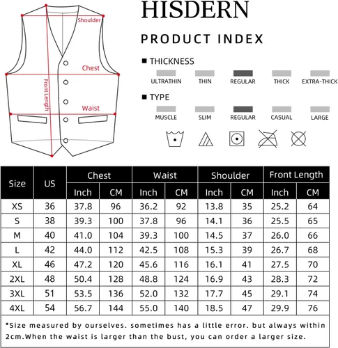 Vista 4 de HISDERN Chaleco de traje para hombre con 3 bolsillos para traje o esmoquin