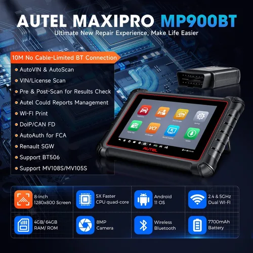 Vista 8 de Autel MaxiPRO MP900-BT escáner 2026 MP900BT OE C0ding como MS906 PRO MS906MAX 3000+ Active Test, 40+ Reset, OBD2 Bidirectional Scan Tool, Up of