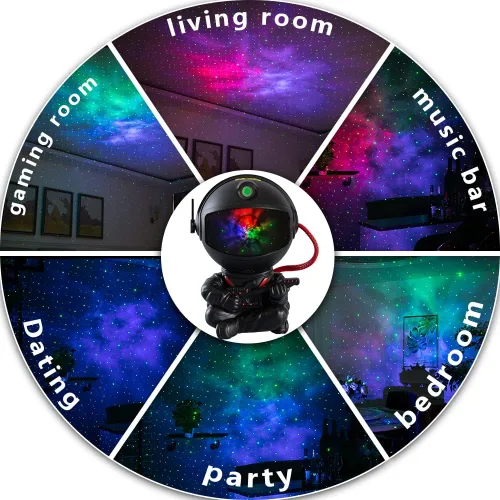 Vista 3 de SHJQJJLBCQ Proyector de galaxia, proyector de estrellas de astronauta, luz nocturna para niños, para dormitorio, sala de juegos para adultos, techo