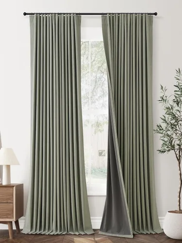 Vista 49 de Jowels Cortinas opacas de lino natural de 96 pulgadas de largo, 2 paneles