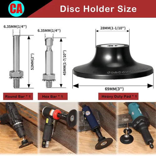 Vista 3 de 31 piezas disco de acondicionamiento de superficie de 3", discos de lijado de cambio rápido con soporte de vástago de 1/4" para amoladora