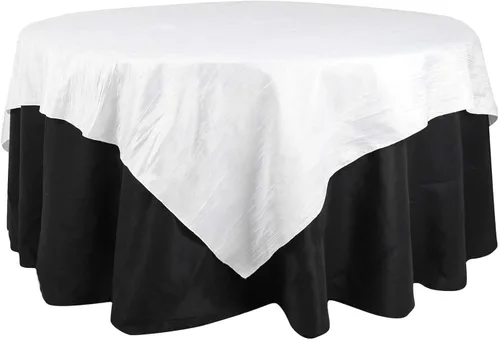 Vista 22 de Efavormart - Mantel cuadrado de tafetán arrugado de acordeón beige de 72 x 72 pulgadas