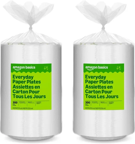 Vista 9 de Amazon Basics Platos de papel para uso diario, 8.62 pulgadas, desechables, 100