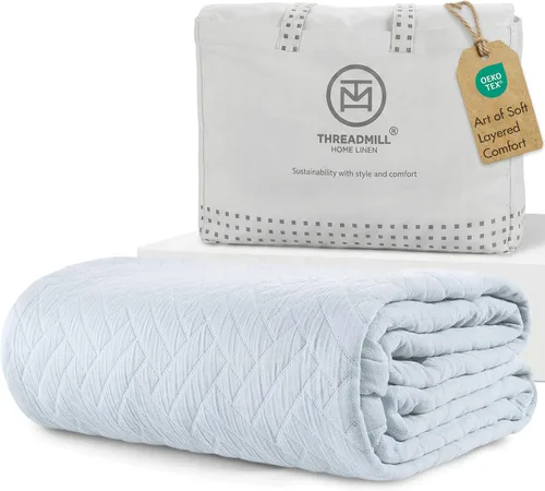 Vista 13 de Threadmill Mantas de Algodón de Lujo para Cama de Tamaño King Manta de Algodón 100% Acogedora para Todas las Estaciones Colcha Jacquard Aster