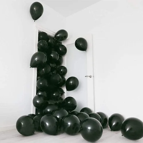 Vista 4 de KBZVNAF Globos negros de látex para fiesta, paquete de 50 globos de helio negro mate de 12 pulgadas para decoración de bodas, graduaciones, baby