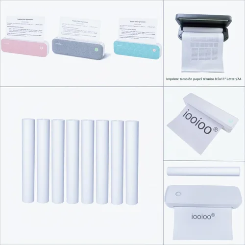 Vista 2 de 8 rollos (aproximadamente 200 páginas), A4, sin BPS, papel para impresora térmica, sin BPA. Para aixiqee, IOOIOO, GUTHERREN, minzhi, Peripage
