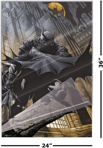 Vista 2 de Batman - Póster de DC Comics (El caballero oscuro agachado en gárgola) (tamaño: 24 x 36 pulgadas) (póster laminado)