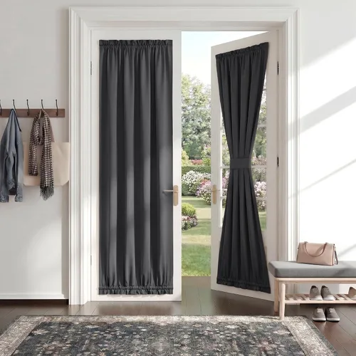 Vista 32 de PONY DANCE Persianas para puertas – Paneles opacos para tratamiento de ventanas, cortinas sólidas de alta resistencia con bolsillo para barra