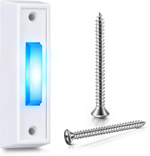 Vista 10 de 1 botón de timbre iluminado con cable, interruptor LED azul, negro, luz azul