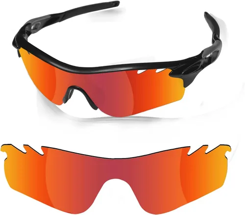 Vista 2 de Fiskr Lentes de repuesto antiagua salada para gafas de sol Oakley Radarlock Path ventiladas OO9181 (rojo y bronce, triacetato termoformado (TAC)