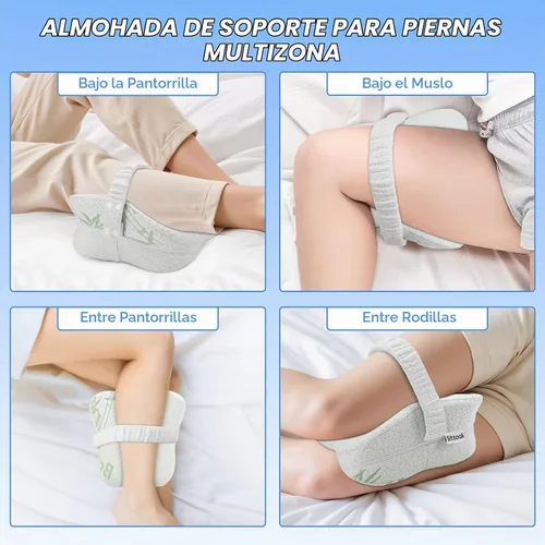 Vista 6 de Almohada de rodilla para personas que duermen de lado y alivio de la ciática, dos fundas lavables a máquina y forro interior protector, almohada