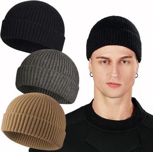 Vista 36 de ROYBENS Swag Wool Knit Cuff Short Fisherman Beanie for Men Women Winter Hat 1 albaricoque