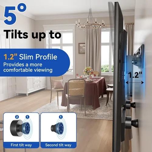 Vista 2 de Auoace Soporte de TV pequeño para televisores de 12 a 55 pulgadas, soporte universal de TV de perfil bajo de 1.1 pulgadas, hasta 100 libras, se
