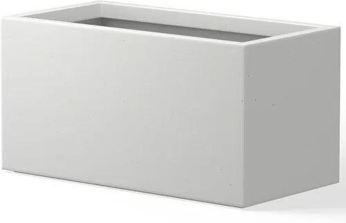 Vista 24 de Kante Macetero rectangular de hormigón de 23.2 pulgadas de largo, macetas grandes para interiores y exteriores con orificio de drenaje y tapón